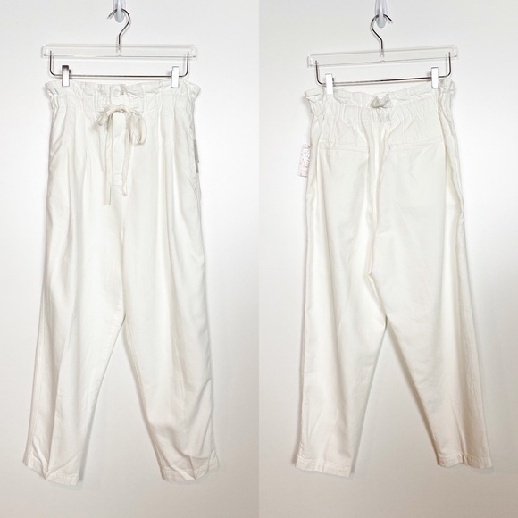 Free People Margate Pleated Trousers White Med Lg - Picture 6 of 9
